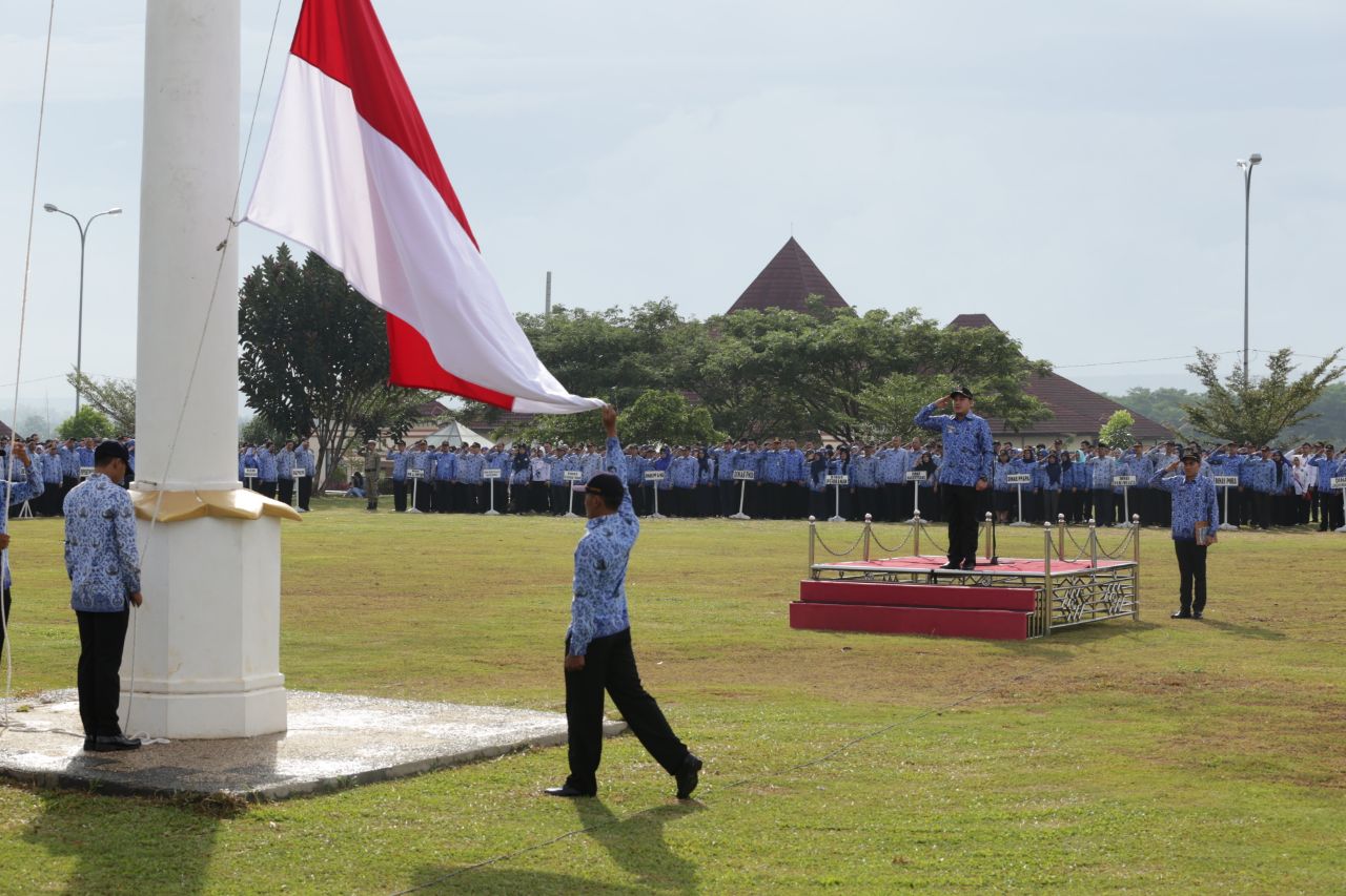 Hari Pertama Kerja, Pemkab Pesawaran Gelar Apel Bulanan dan Halal Bihalal