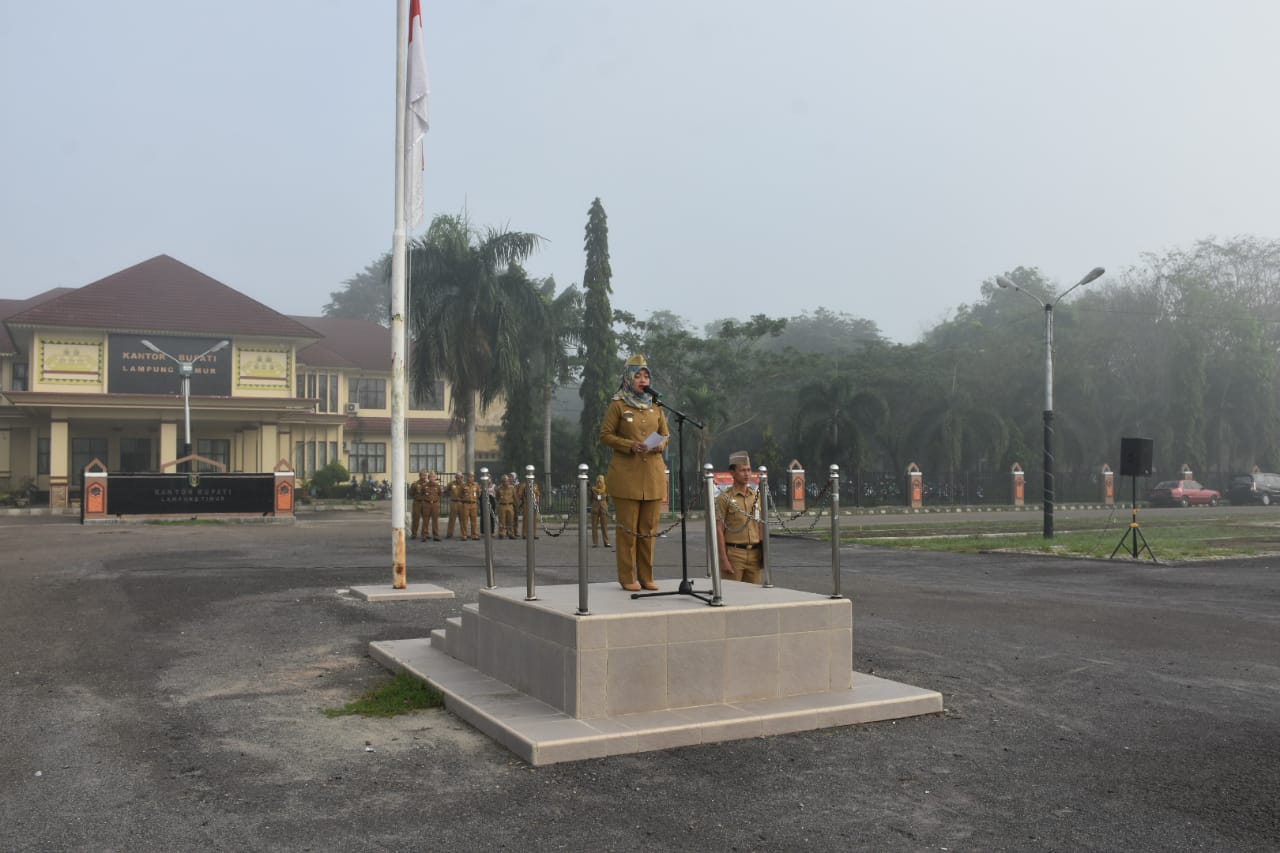 Setelah Lama Cuti, Nunik Pimpin Apel Mingguan Pemkab Lamtim