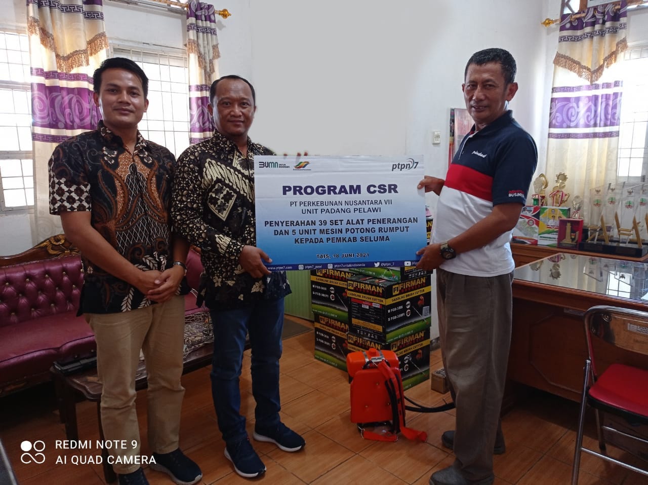 PTPN VII Padangpelawi Beri Bantuan Pemkab Seluma