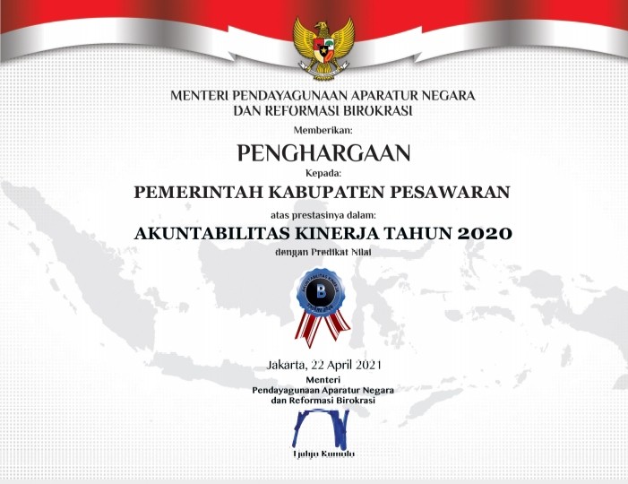 Pemkab Pesawaran Terima Penghargaan Kemenpan-RB