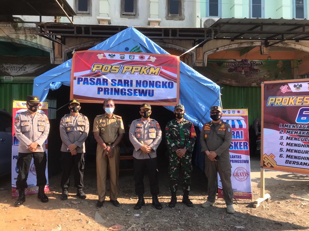Satgas Covid-19 Pringsewu Dirikan Posko PPKM di Sejumlah Pasar
