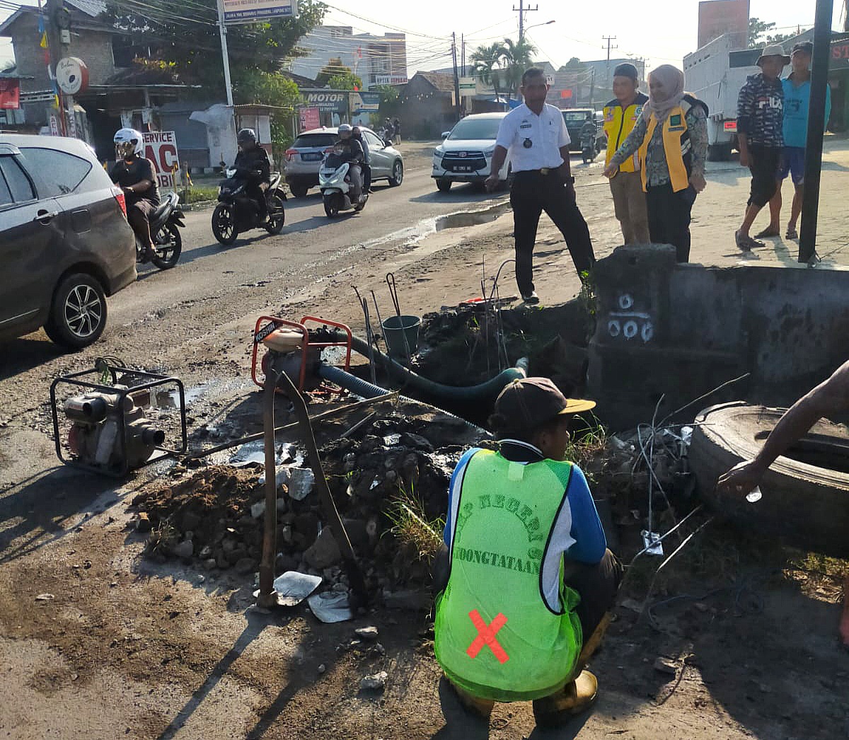 Genangan Air di Jalinbar Sidoharjo Pringsewu, Ini Penjelasan Kapekon