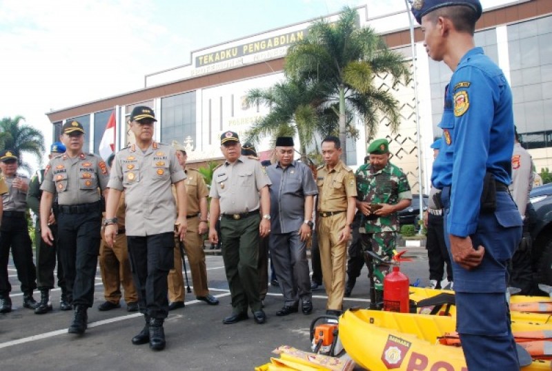 Polresta Bandar Lampung Gelar Apel Siaga Penanggulangan Bencana.