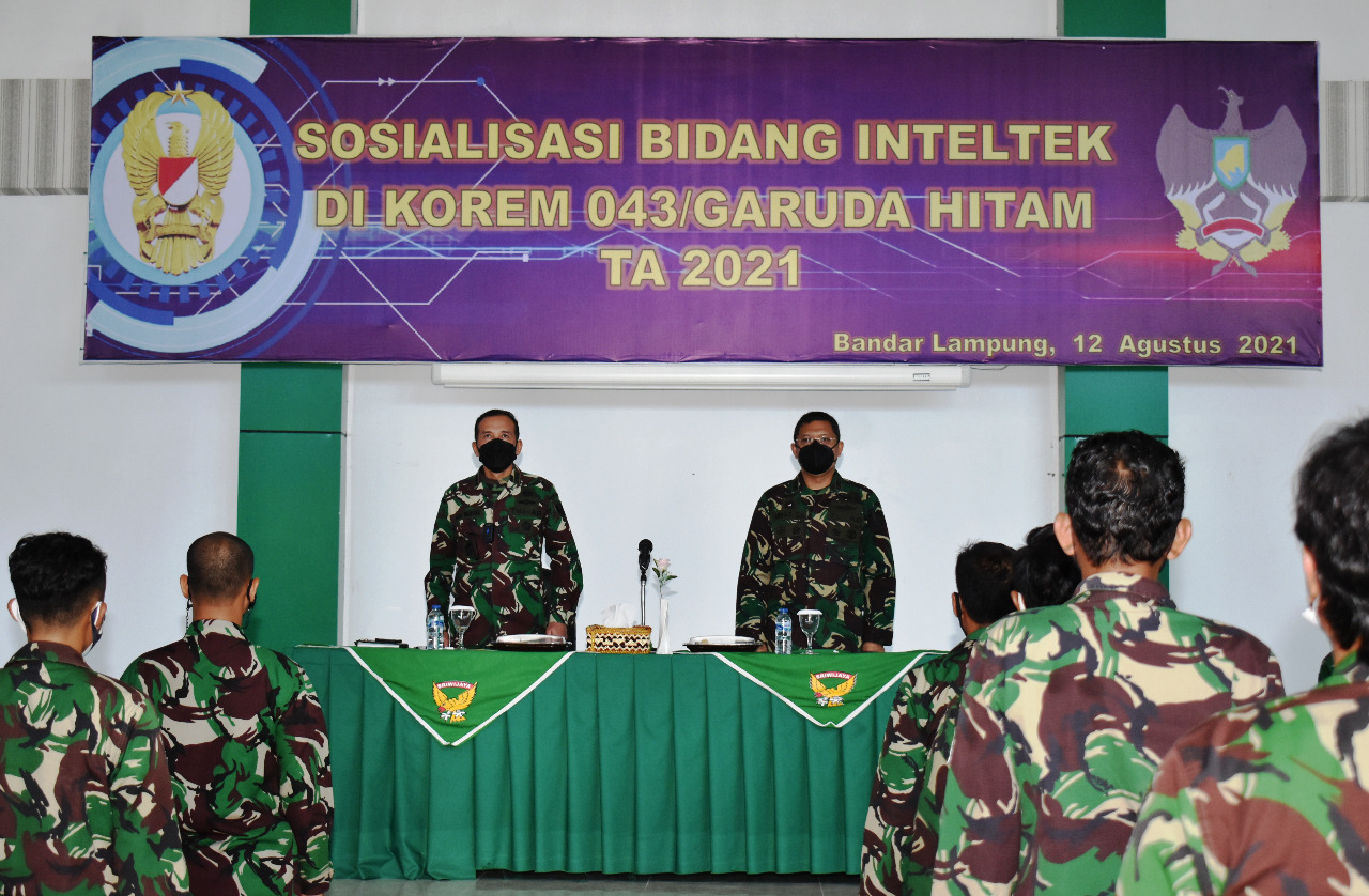 Prajurit Korem 043/Gatam Ikuti Sosialisasi Intelijen Dari SINTELAD