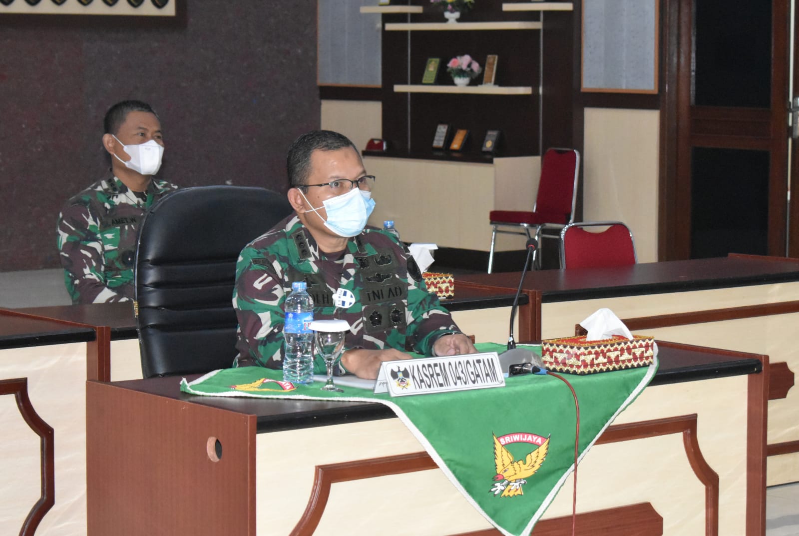 Kasrem 043/Gatam Ikuti Vicon Evaluasi PPKM dan Penanganan Covid-19 di Luar Jawa Bali.