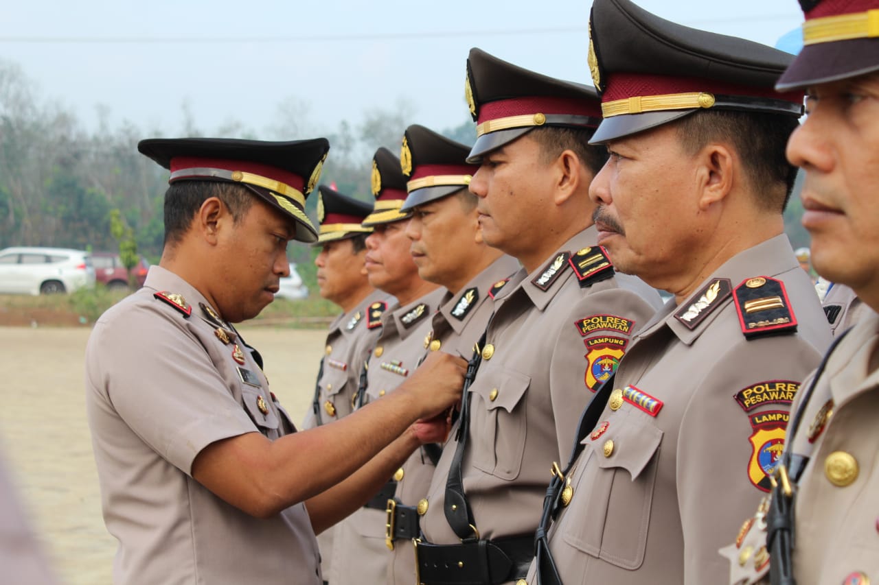 Polres Pesawaran Gelar Sertijab Empat Perwira PJU
