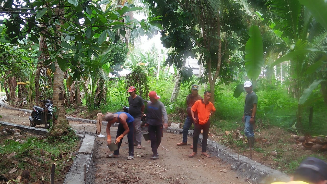 Realisasikan DD, Pekon Guring Bangun Talud Jalan