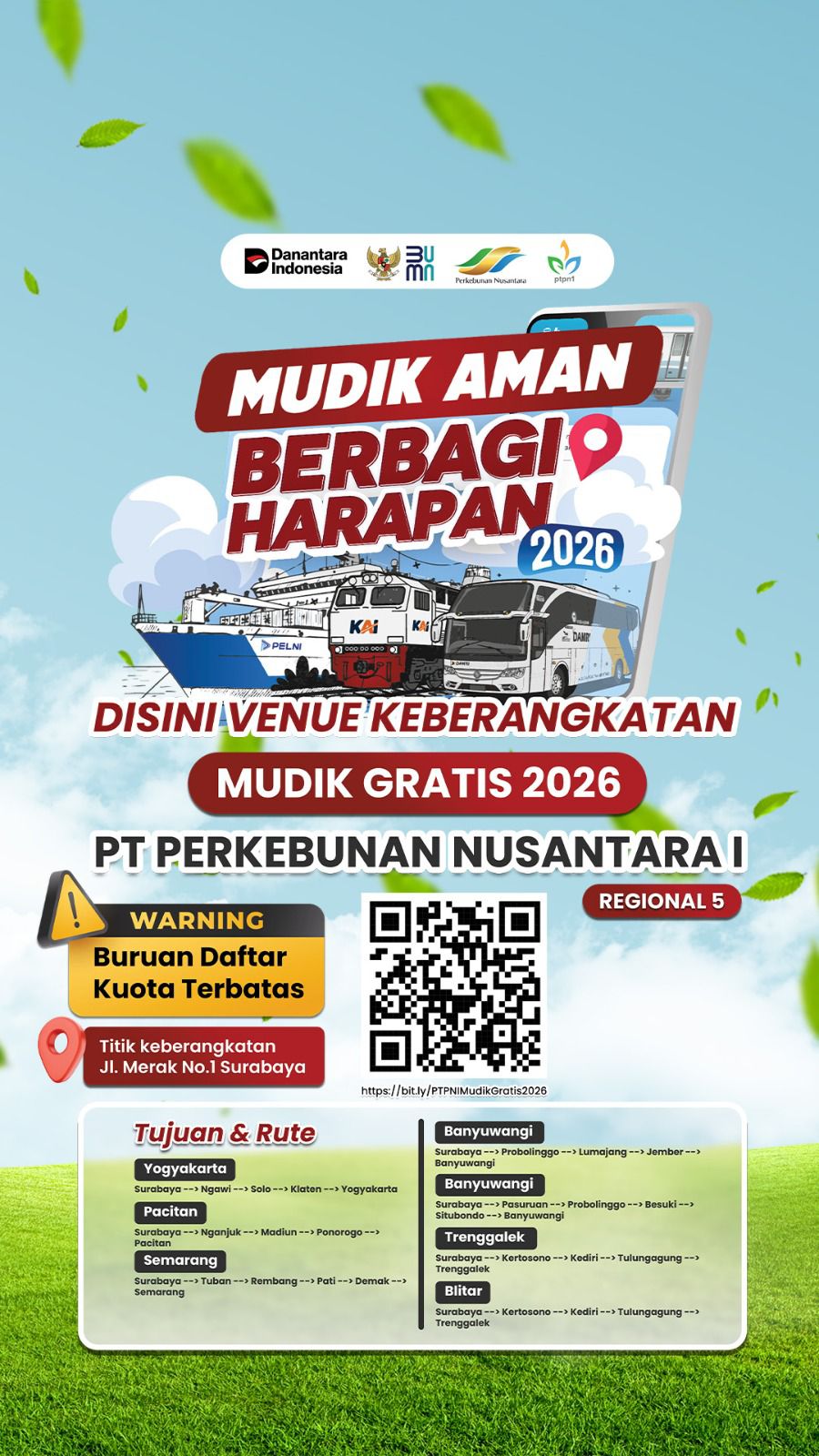 PTPN I Gelar Mudik Gratis 2026