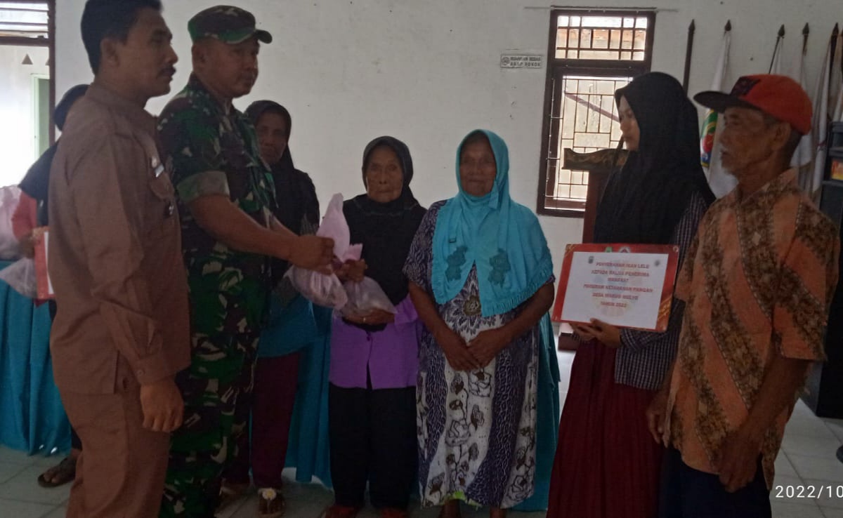 Program Ketahanan Pangan, Pemdes Margomulyo Bagikan Bantuan Ikan Lele