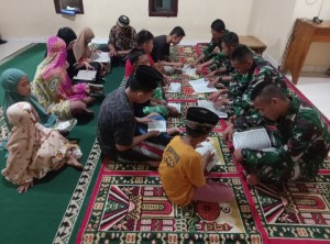 Satgas TMMD Kodim 0424/Tanggamus Peduli anak Belajar Mengaji